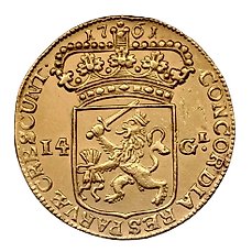 Nederland, Zeeland. Gouden Rijder of 14 Gulden 1761, rechte grond onder hoeven paard
