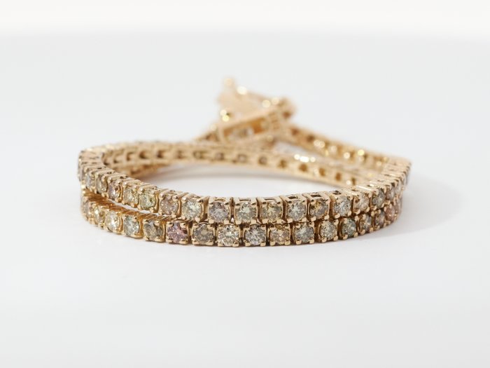 No Reserve Price - Tennis bracelet Yellow gold Diamond  (Natural) 