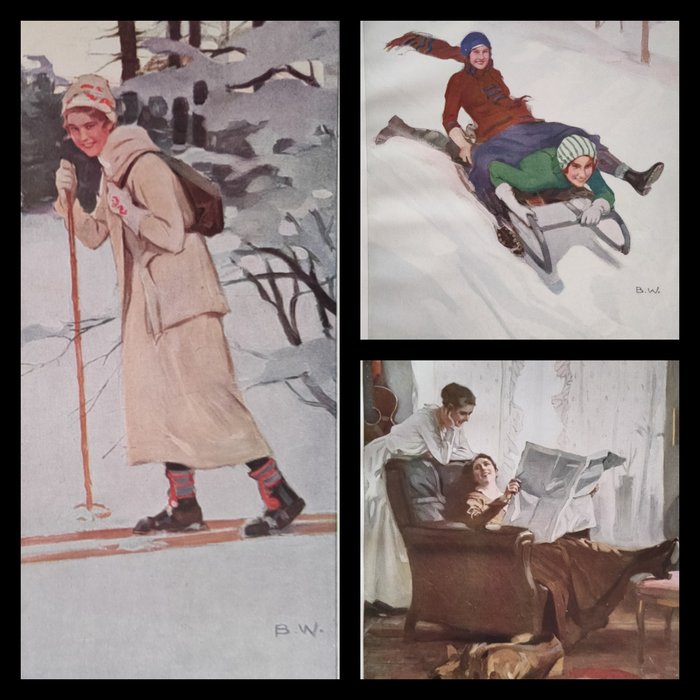 Brynolf Wennerberg (1866-1950) - n. 3 Litho Art Déco (1922): Women : Winter