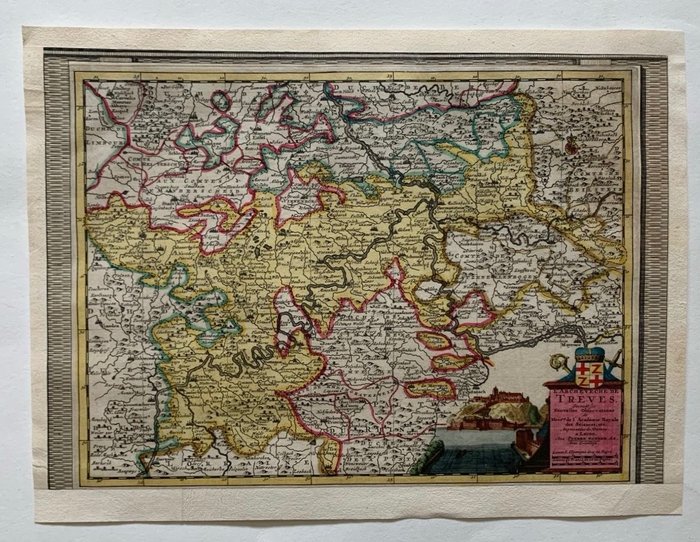 Europa, Hartă - Germania / Trier; Pieter van der Aa - L'Archeveche de Treves, Suivant les nouvelles observations - 1701-1720