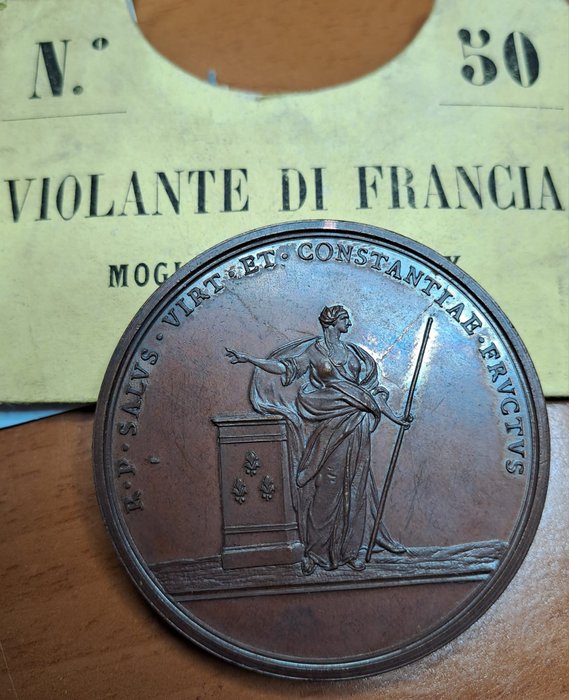 義大利. Bronze medal 1865 "Violante di Francia" opus Levy