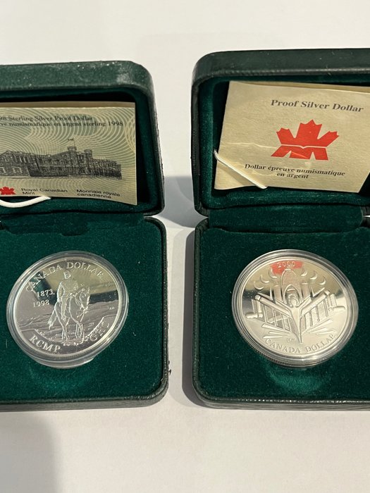Canada. 1 Dollar 1998/2000 Mounted Police + Voyage of Discovery (2 monete) Proof  (Zonder Minimumprijs)