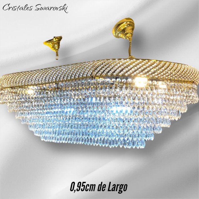 Lujosa Lámpara de Diseño - Estilo Barco - 吊燈 - Chapado en Oro - Cristales Swarovski - 08 Focos de Luces