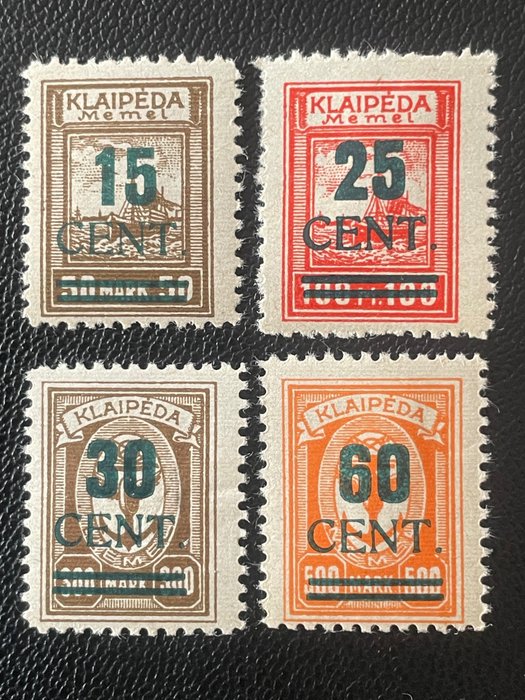 Kłajpeda 1923 - Okupacja litewska Lepsze nadruki - Michel 234/237 Type I