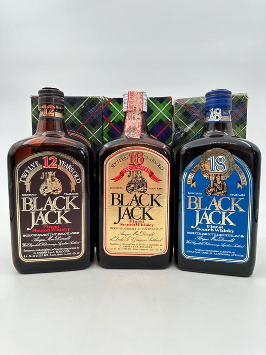 Black Jack - 12yo - 16yo - 18 years old  - b. década de 1980 - 750ml - 3 garrafas