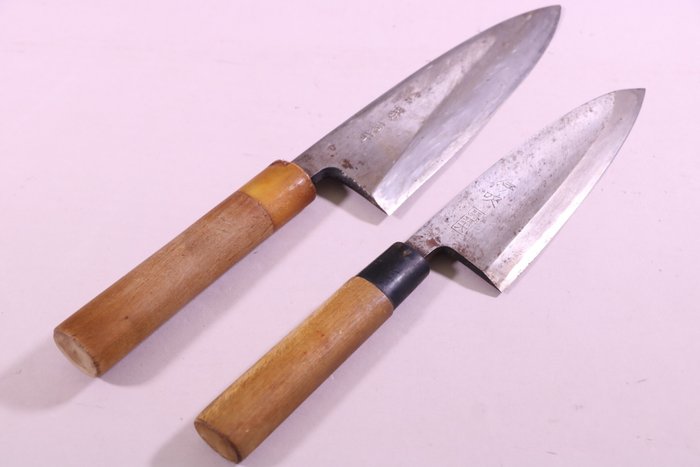 "刀 KATANA" kitchen knife,  出刃 Deba - Konyhakés - Kitchen knife set - Acél - Japán