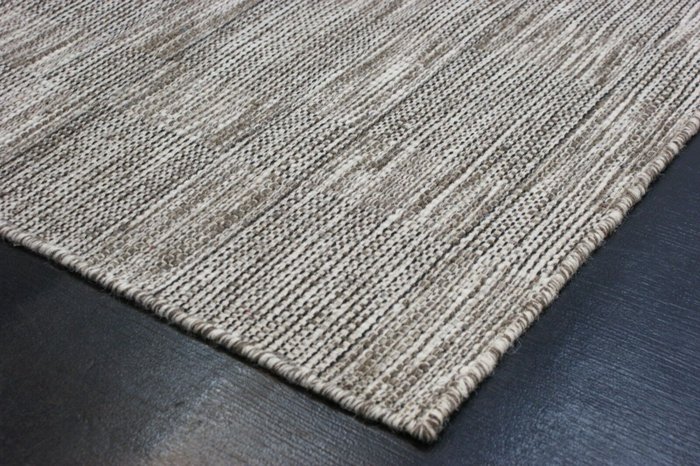 高品質手工編織印度 Kilim 地毯新羊毛棕灰色 - 地毯 - 199 cm - 139 cm