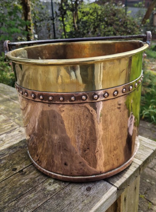 桶 -  古董弗里斯兰驳船 - 铜, 黄铜