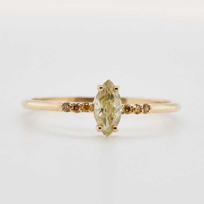 No Reserve Price - Ring Yellow gold Diamond  (Natural) 