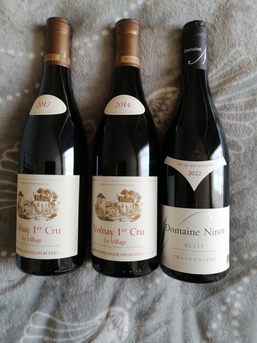 2014 Domaine Buffet Volnay 1˚ Cru "Le Village" & 2022 Domaine Nino Rully - Bourgogne - 3 Flasker (0,75 L)