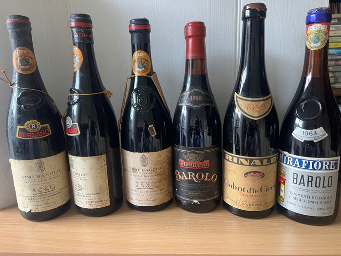 1962 , 1968, 1969 Bersano, 1980 Giordano, 1964 Mirafiore & 1958 Rinaldi Ciabato d’le Cirese - 巴罗洛 - 6 Bottles (0.72L)