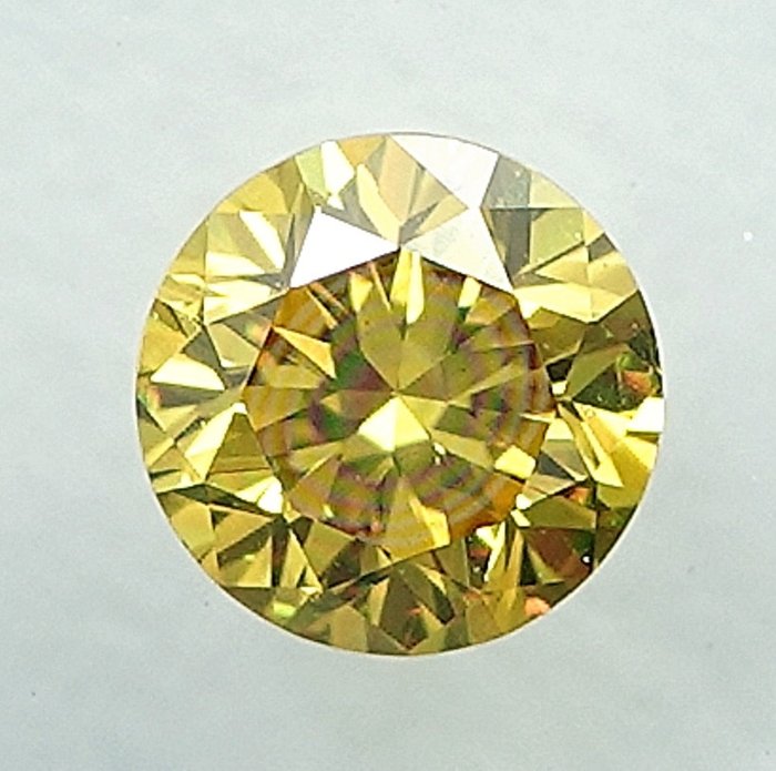 鑽石 - 0.17 ct - 明亮型 - Natural Fancy Intense Yellow - VS2