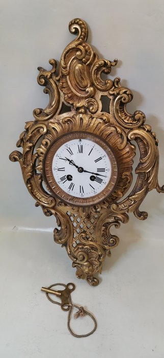 Zegar kartelowy -   Brąz - Szkło - 1850-1900
