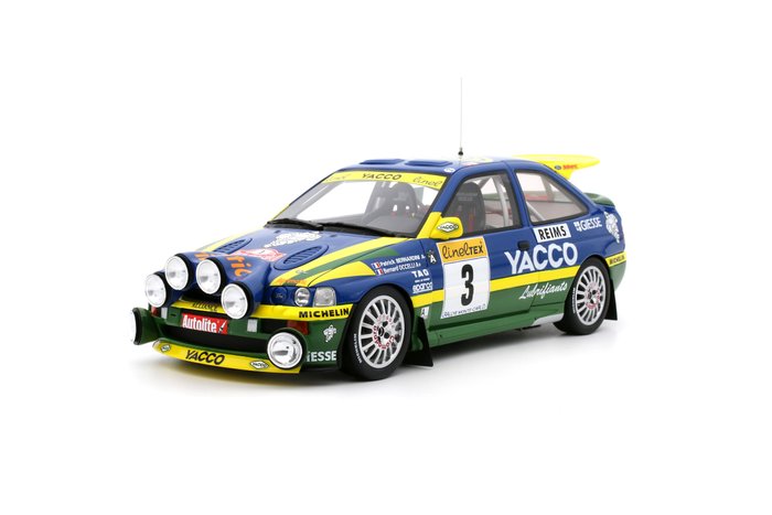 Otto Mobile 1:18 - Machetă mașină - Ford Escort RS Cosworth - Rallye Monte Carlo 1996 - P.Bernardini
