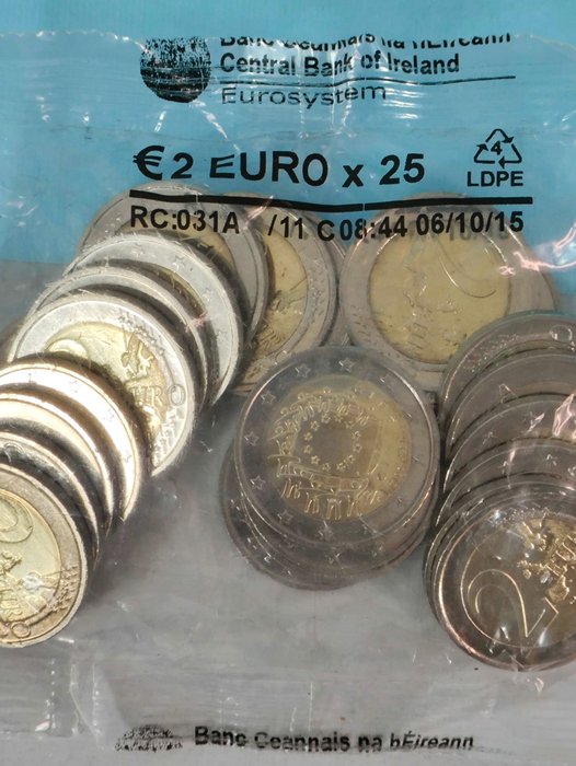 Ierland. 2 Euro 2015 "Bandiera UE" (25 monete in sacchetto)  (Zonder Minimumprijs)