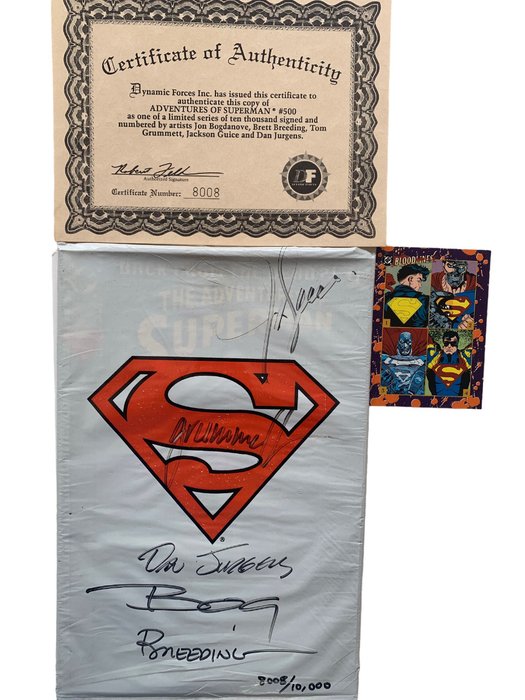 Adventures of Superman 500 - Dynamic Forces Signed x5 w/COA DC 1993 1st Print rare NM - 1 Signed comic - Limitált és számozott kiadás - 1993