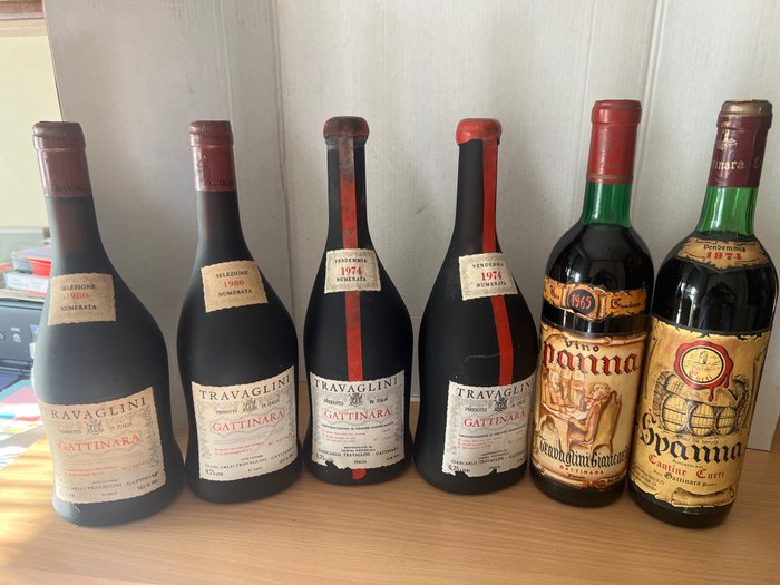 1974 x2, 1980 x2. Gattinara, 1965 Spanna Travaglini & 1974 Spanna Curti - 皮埃蒙特 - 6 Bottles (0.75L)