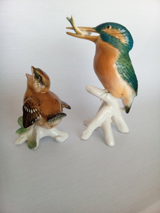 Karl Ens, Volkstedt - 小塑像 - Kingfisher and sparrow (2) - 瓷器