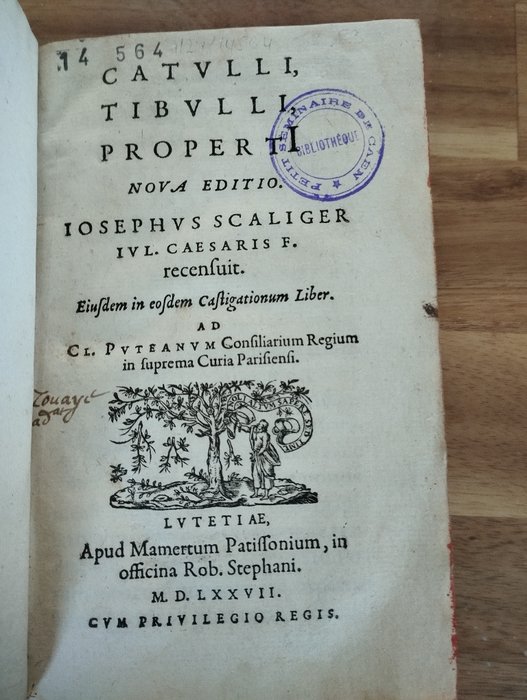 Catulli Tibulli / Iosephus Scaliger - Properti - 1577