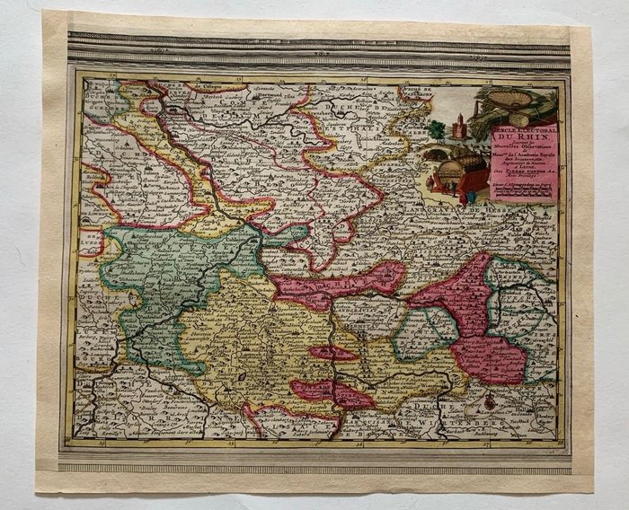 Europa, Mapa - Niemcy / Ren; Pieter van der Aa - Cercle Electoral du Rhin. Suivant les Nouvelles Observations - 1701-1720