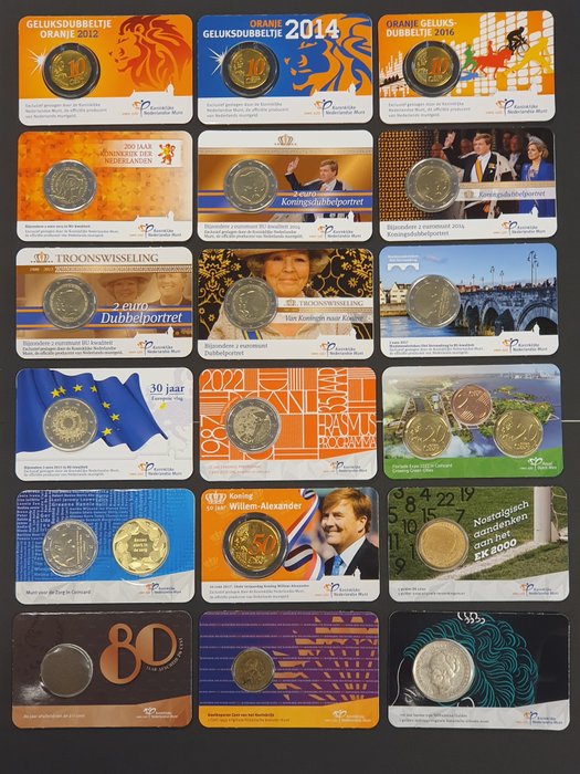 荷兰. 18 coincards 1924-2022  (没有保留价)