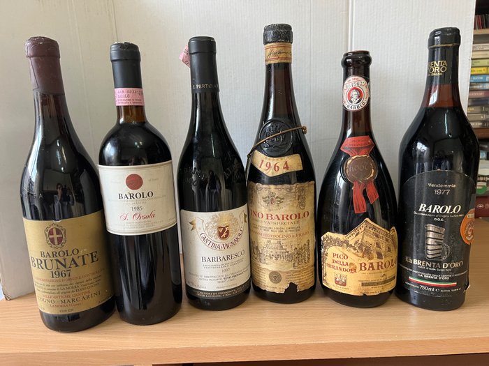 1967 Marcarini Brunate, 1985 Orsola, 1997 Pertinace, 1964 Bertolino, 1967 Pico della Mirandola & 1977 - 巴羅洛, 芭芭萊斯科 - 6 瓶 (0.75L)