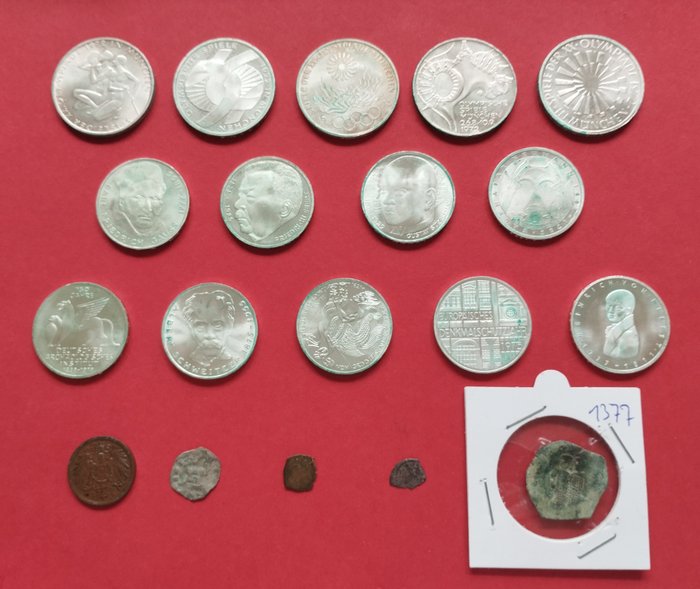 德国, 意大利, 拜占庭帝国. Lot von 19 unterschiedlichen Münzen  (没有保留价)
