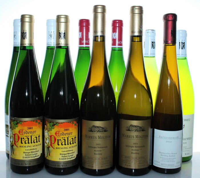Riesling Auslese: 2001 x2 Molitor, 1983 x2 Schmitz, 2001 x4 Mönchhof Eymael, 2001 x2 Schloss - 摩泽尔, 萨尔 - 11 Bottles (0.75L)