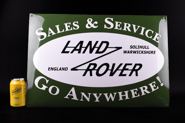 Sign - Land Rover - XL Sales & Service; Go Anywhere!; enamel sign; nice relief!; england