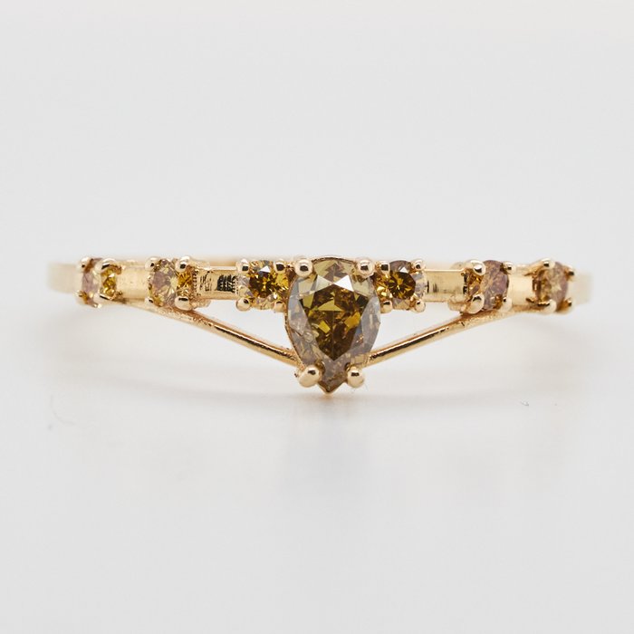 Ohne Mindestpreis - Ring Gelbgold Diamant  (Natürlich) 