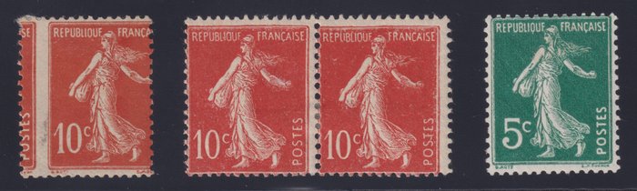 Ranska 1906 - Kylvökoneet, ompelulajit ja kaksipuolinen painatus. yhdeksän** ja uusi*. Kaunis - Yvert