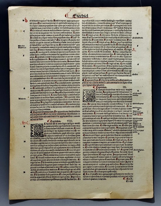 Medieval paper Rare & Interesting Bible Page printed in - 1492