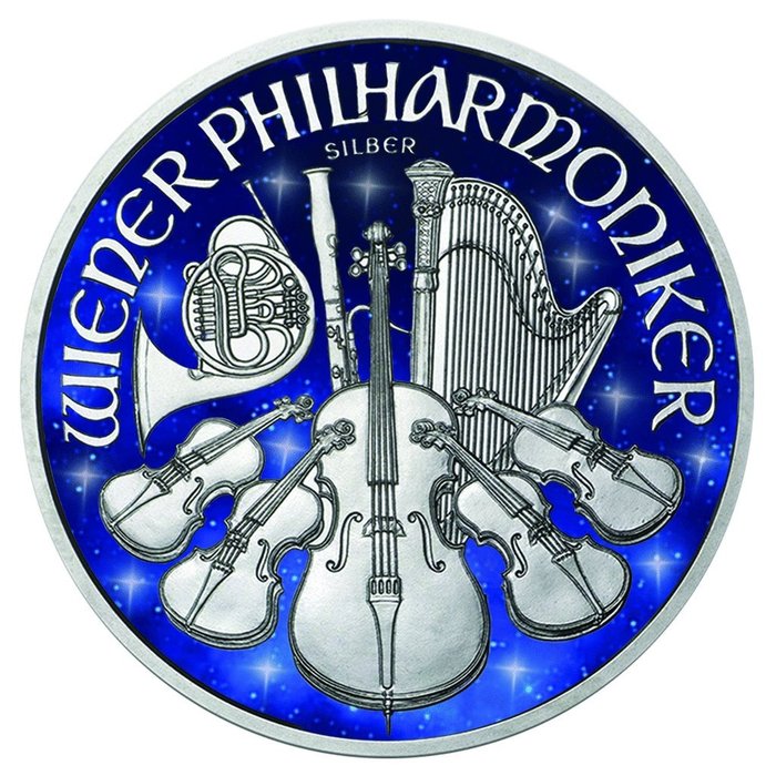 Österrike. 1 1/2 Euro 2019 "Wiener Philharmoniker - Glowing Galaxy", 1 Oz (.999)  (Utan reservationspris)