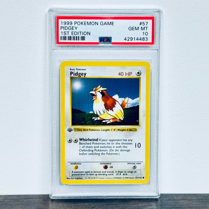 Pokémon - 1st Edition Shadowless - Pidgey  - Base Set 57/102 Graded card - Pokémon - PSA 10