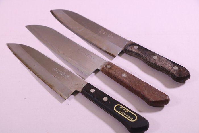 "刀 KATANA" kitchen knife, 三徳 Santoku - Cuțit bucătărie - Kitchen knife set - Oțel - Japonia