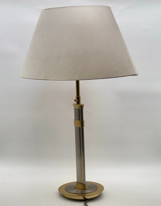 Lampa stołowa - Vintage lampa stołowa wykonana z mosiądzu i stali nierdzewnej - Mosiądz, Stal nierdzewna