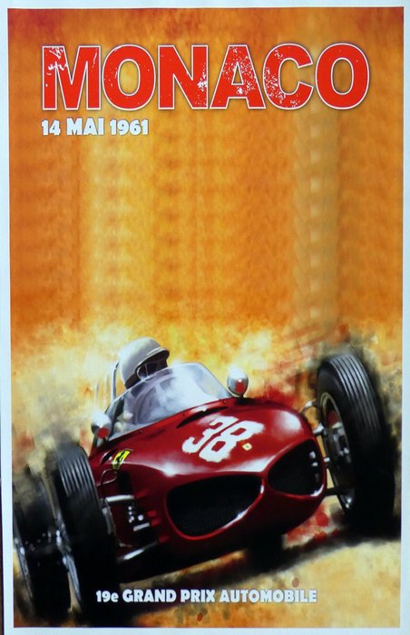 Ferrari Sharknose #38 Phil Hill Monaco Grand Prix 1961 - Limited Print on Polycanvas - Ferrari