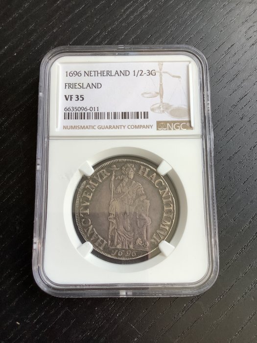 Países Bajos, Frisia. Halve 3 Gulden 1696  (Sin Precio de Reserva)