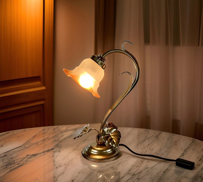 Lamp - Glass, Iron (wrought)