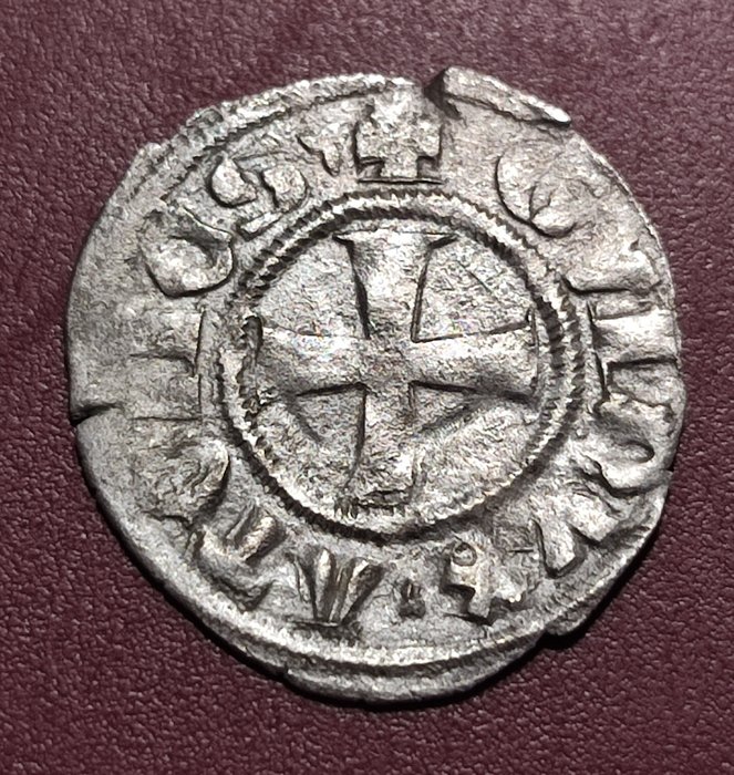 Ristiretkeläiset, Ateena (herttuakunta). Guy II de la Roche (1287-1308). Denier Thebes mint  (Ei pohjahintaa)