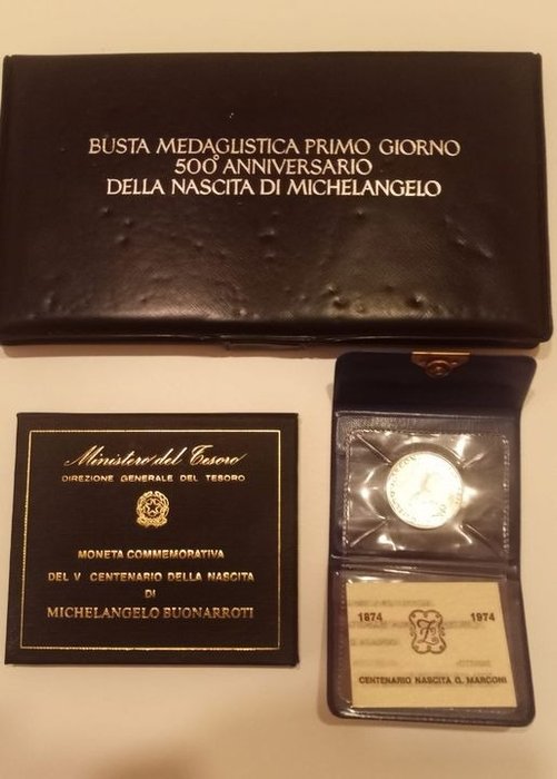 Italien - Medaglia in Argento + 2 x 500 Lire Argento - Jubileumssymbol - 1974