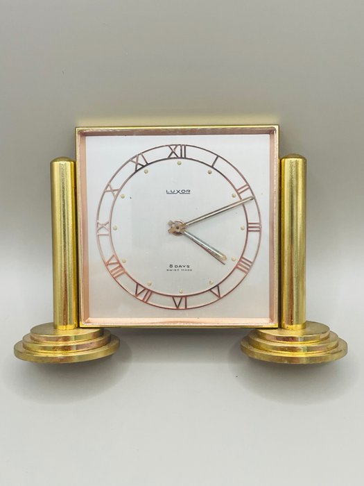 Orologio da scrivania Luxor, metallo placcato oro 8 giorni - Swiss Made - Luxor - Art Déco - Ottone - 1950-1960
