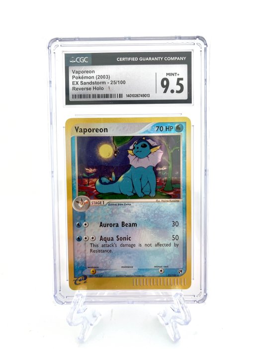 The Pokémon Company Graded card - Vaporeon reverse holo - EX Sandstorm - 25/100 - CGC 9.5