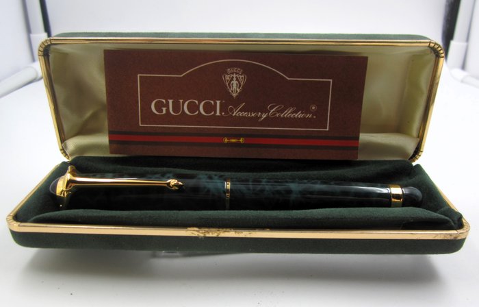 Rara pregiata Gucci "Marble Green" - Rifiniture in oro - Eccellenti condizioni - Długopis kulkowy