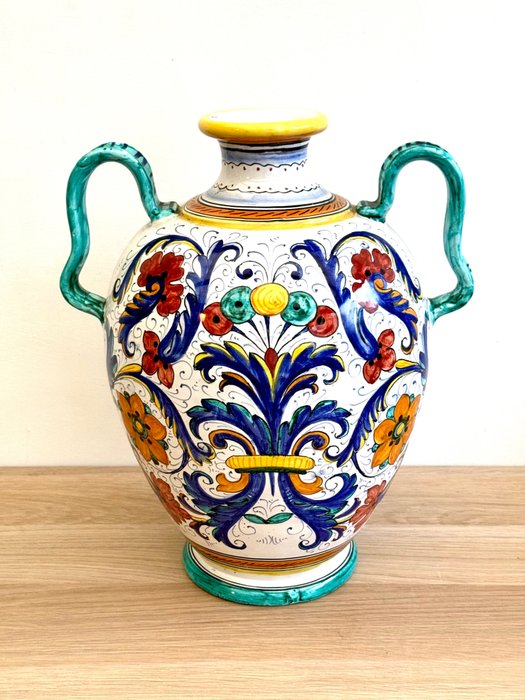 Deruta - Vase -  Stor vase med håndtak  - Porselen