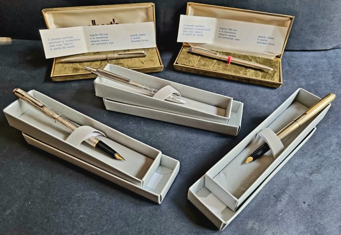 Set di 5 Penne vintage da collezione in Arg.925 Stilografiche e Sfera - 笔套件