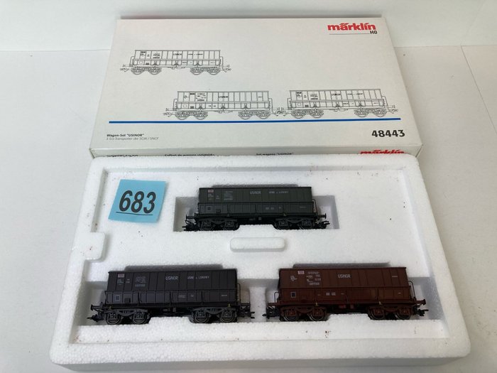 Märklin H0 - 48443 - Ensemble de wagons de marchandises pour trains miniatures (1) - Ensemble 3 pièces "USINOR" - SNCF