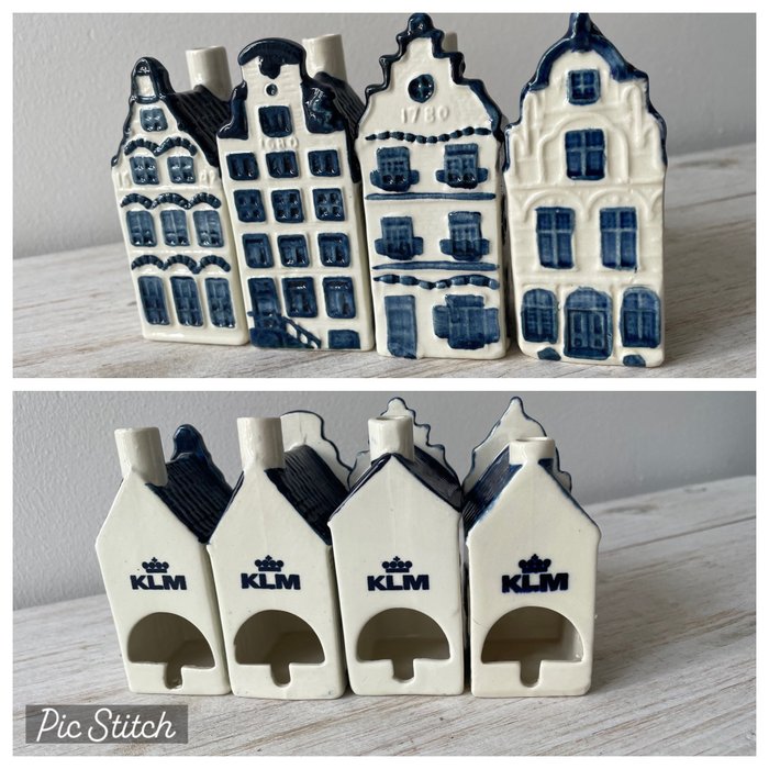Delft Blue - Ashtray - Four ceramic ashtrays from KLM