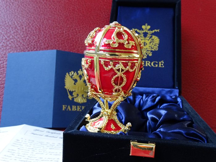 Statuetă - House of Fabergé - Imperial Egg - Fabergé style - Certificate of Authenticity - Smalț