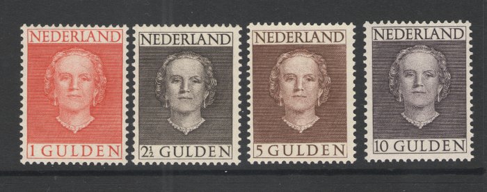 Alankomaat 1949 - Juliana "en face" todistuksella - NVPH 534-537